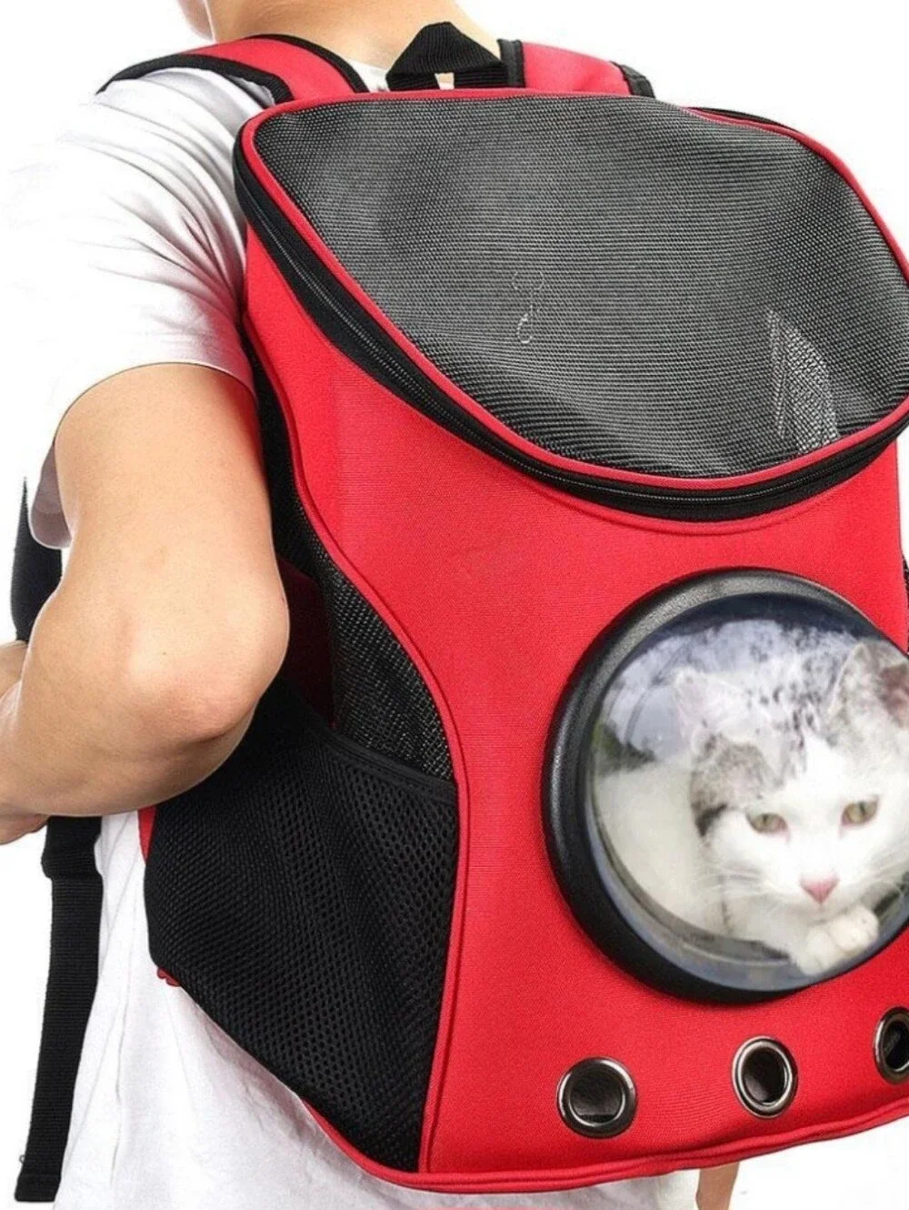 Orange Pet Bubble Backpack Carrier with Clear Dome
